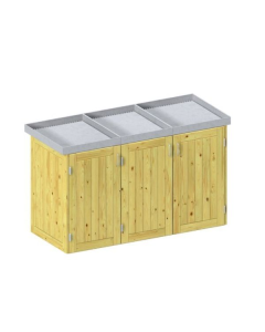 Binto Mülltonnenbox Nadelholz 3er Box mit Klappdeckeln (5109) 