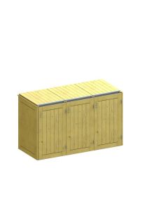 Binto Mülltonnenbox Nadelholz Kiefer/Fichte 3er-Box mit Klappdeckeln (5108)