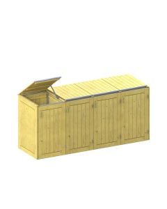 Binto Mülltonnenbox Nadelholz Kiefer/Fichte 4er-Box mit Klappdeckeln (5123)